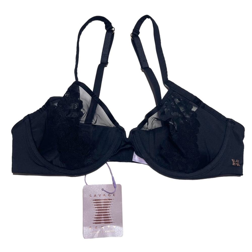 Savage X Fenty Savage Not Sorry Microfiber and Lace Half Cup Bra Size 32A